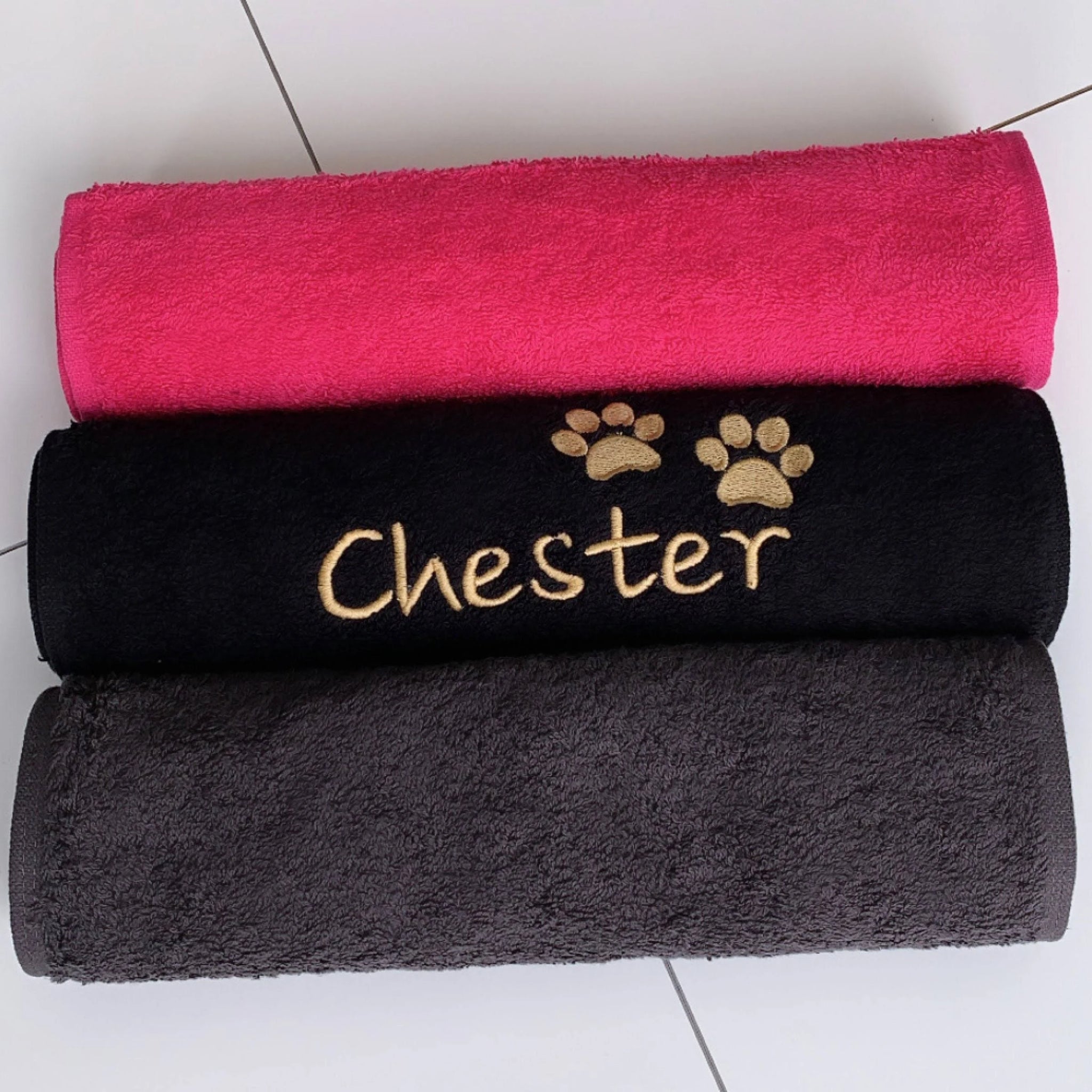 Personalised Dog/Cat Paw Towel with Paw Print embroidered design Soft 100% Cotton ...