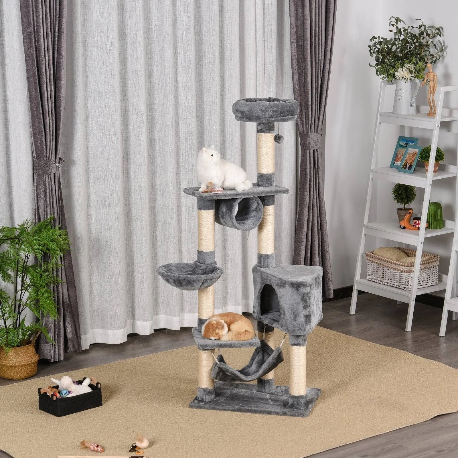 PawHut Cat Tree Condo Tower Multi-level Height 150CM Kittens Activity Stand House ...