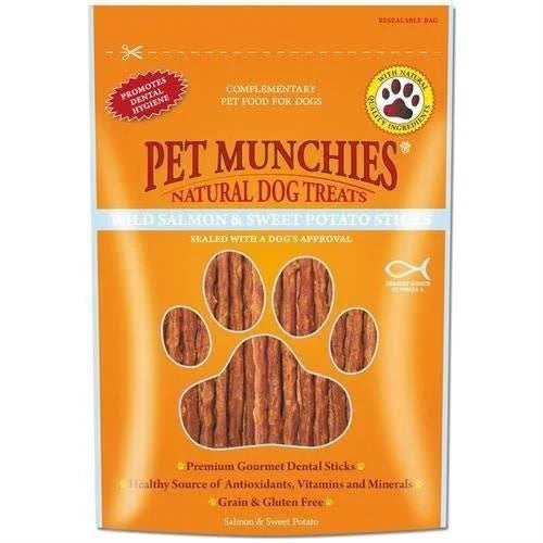 Pet Munchies Wild Salmon & Sweet Potato Dental Sticks - 90g