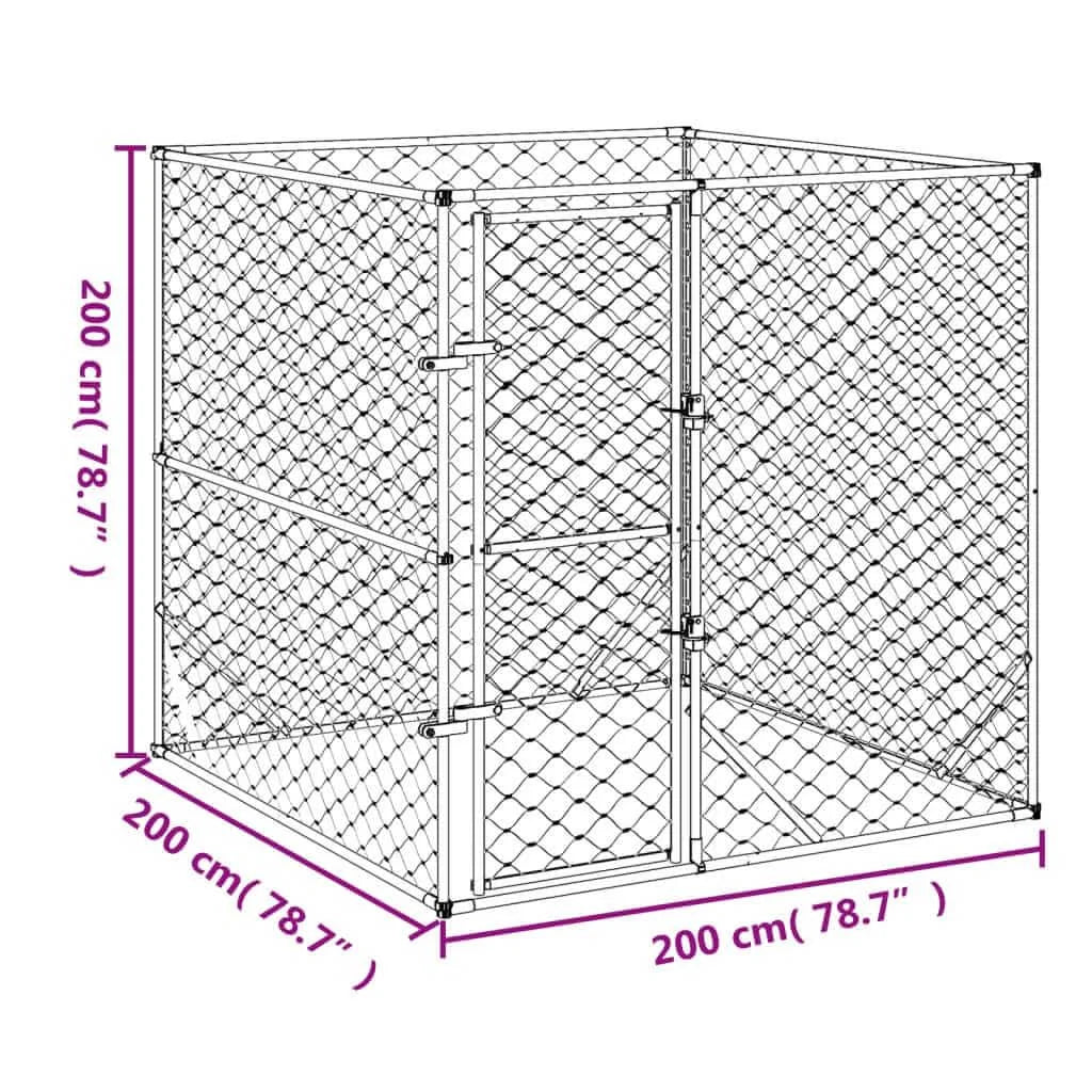 vidaXL Outdoor Dog Kennel Silver 6x2x2 M Galvanised Steel