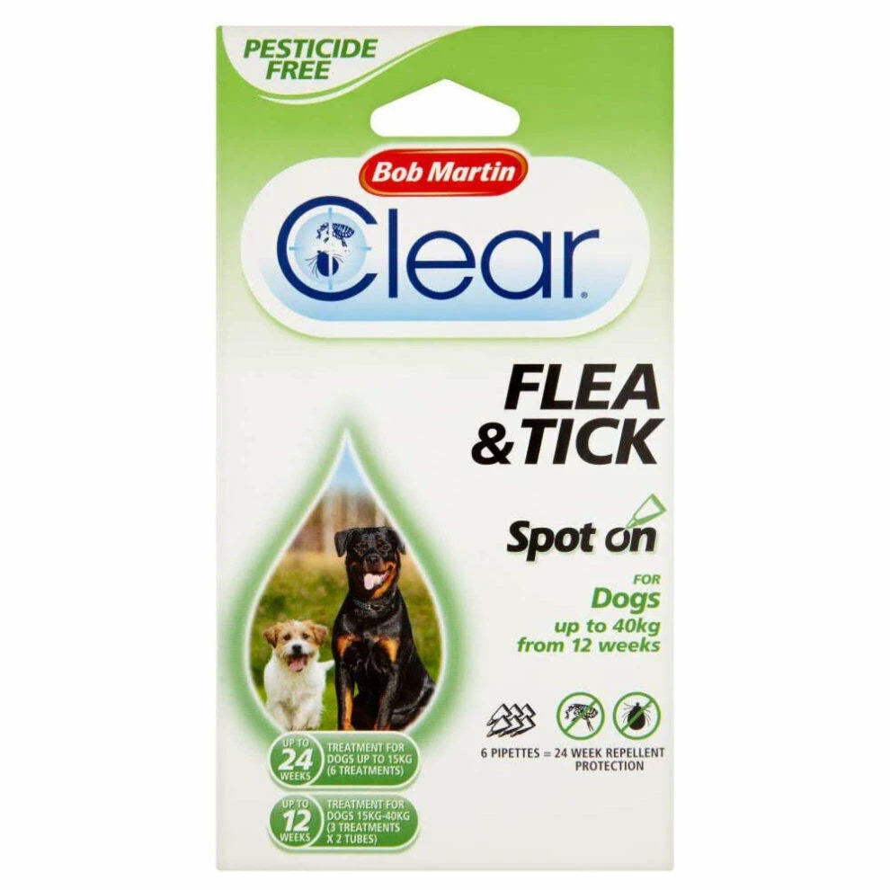 Bob Martin Clear Flea & Tick Spot On For Dogs
