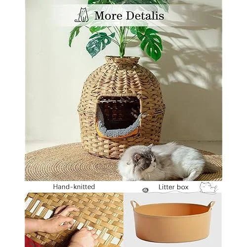 SETVSON Cat Litter Box Plant Furniture Hidden Cat Litter Box With Artificial ...