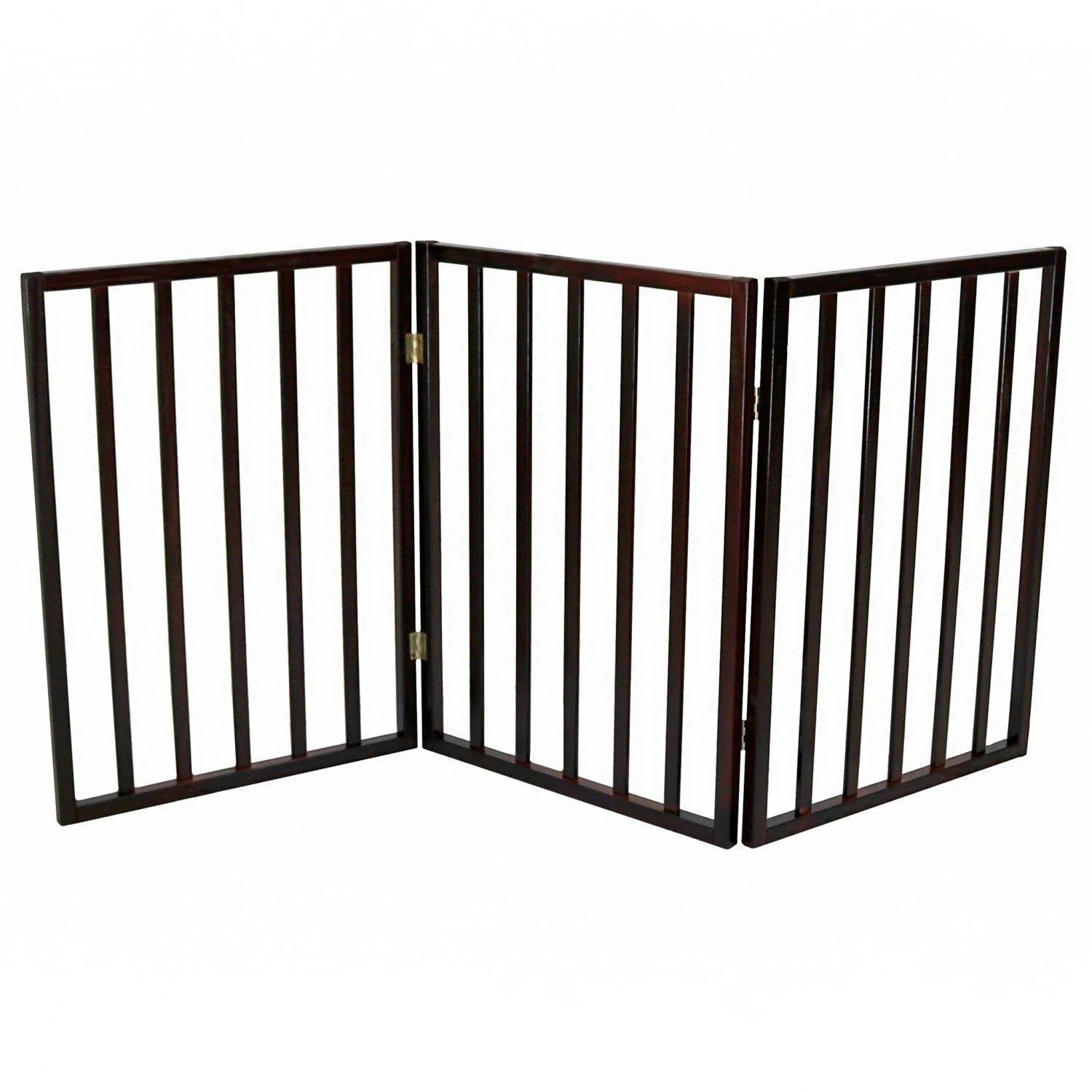 Oypla - Dog Safety Folding Wooden Pet Gate Barrier - Dark Brown