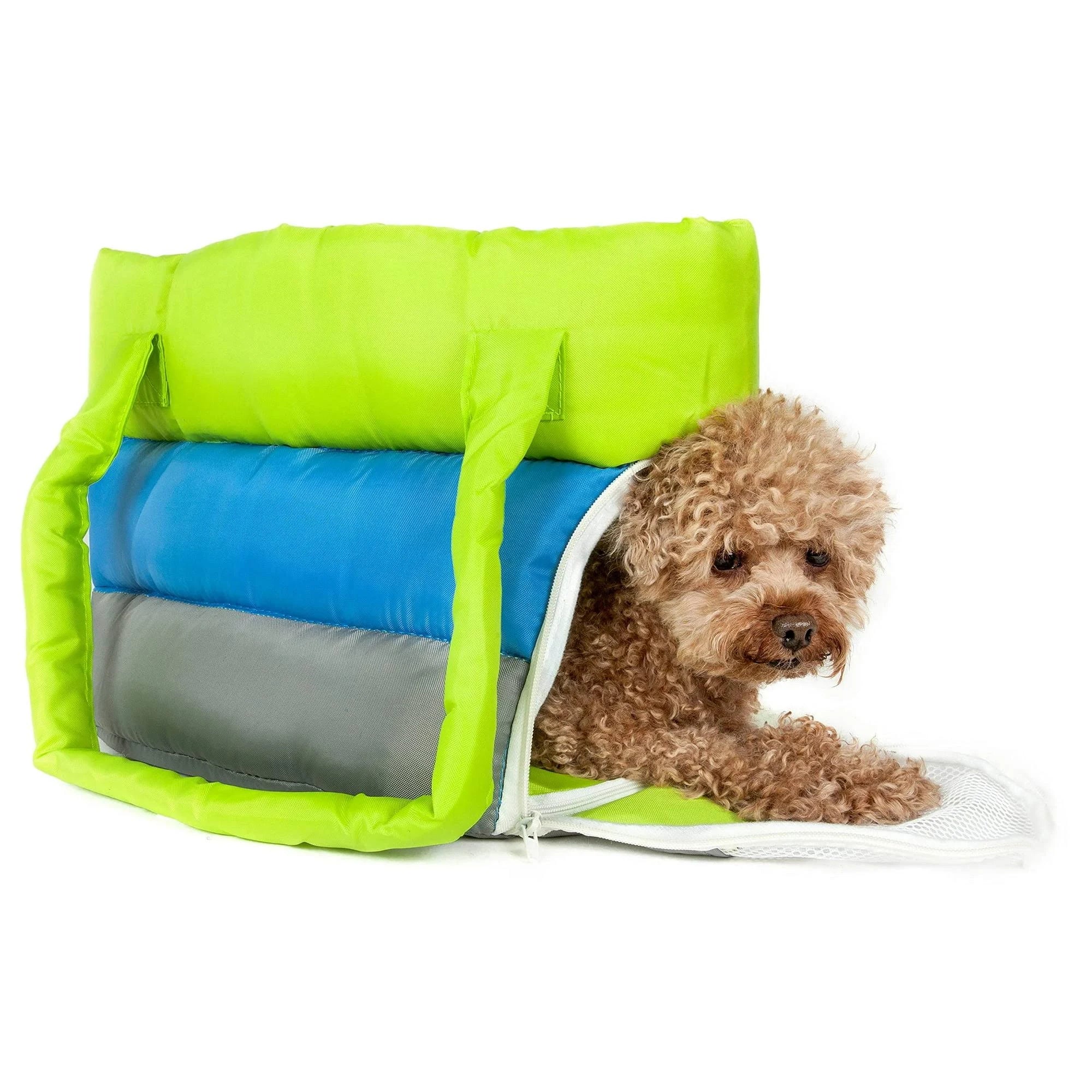 Pet Life Bubble-Poly Tri-Colored Insulated Pet Carrier - Green, Blue, Grey - Pet ...
