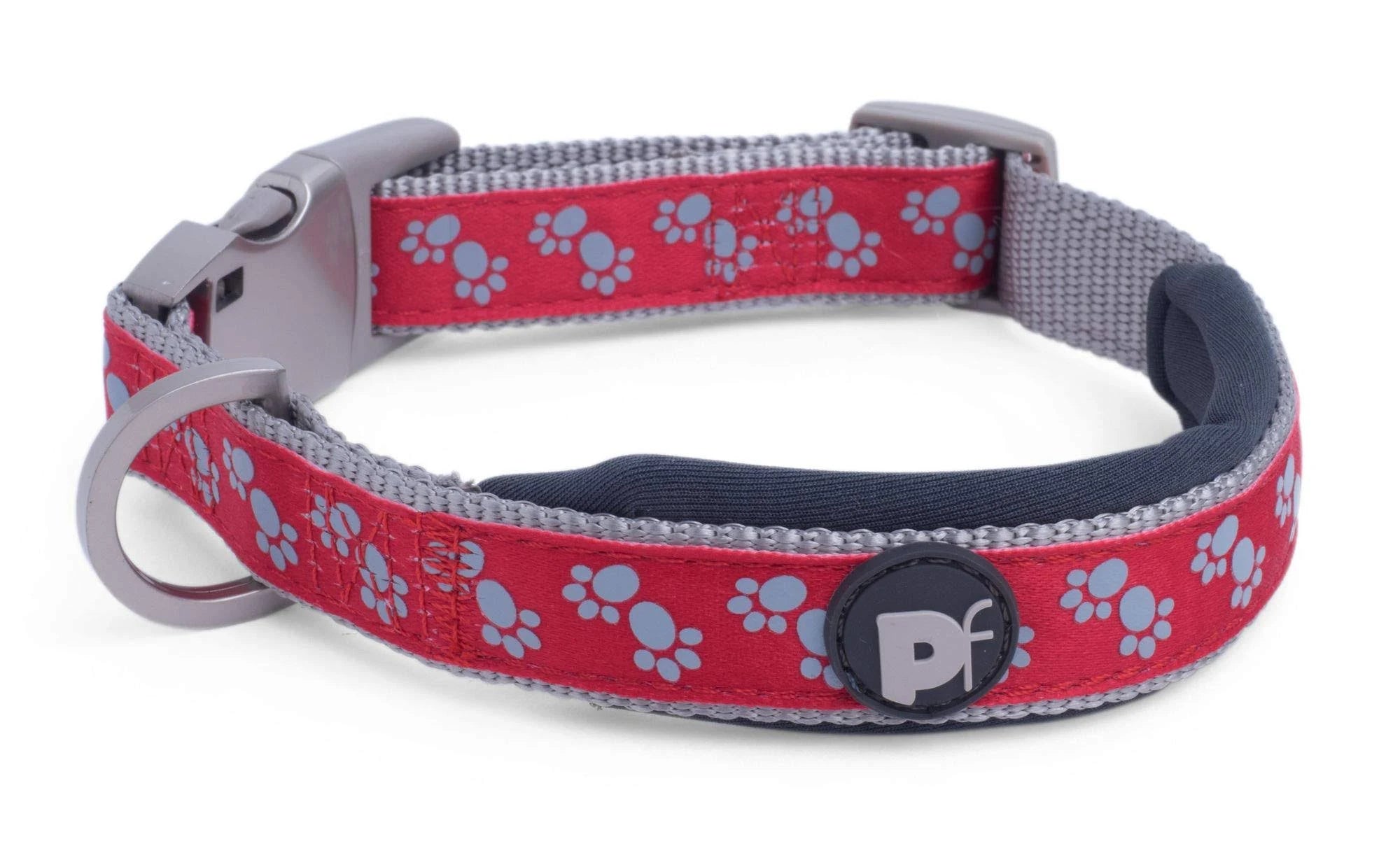 Petface Signature Padded Dog Collar Red Paws Small