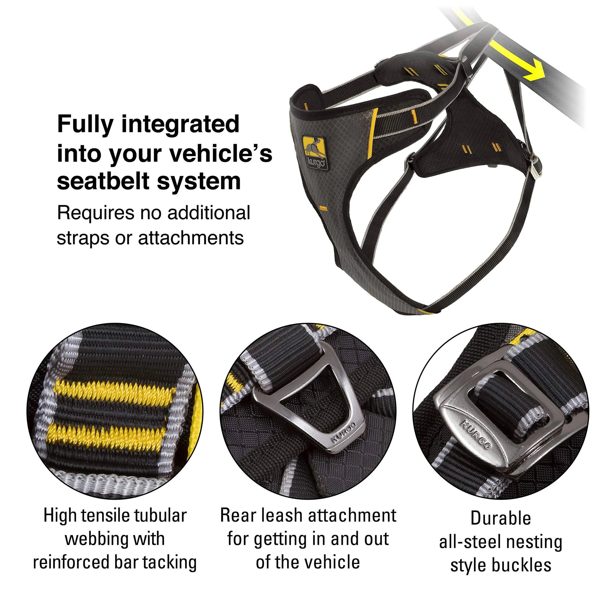 Kurgo Impact Harness Black/Charcoal - L