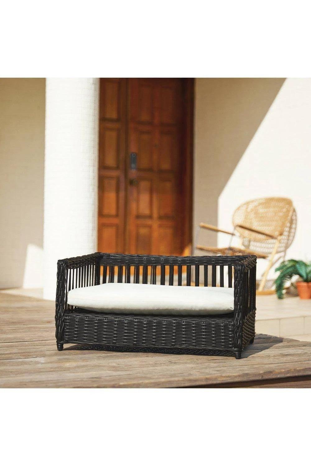 Teamson Pets Indoor Outdoor Rattan Cat Or Small Dog Bed Sofa Water Resistant