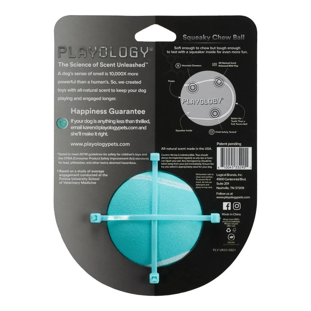 Playology Peanut Butter Squeaky Chew Ball Dog Toy Medium/Large