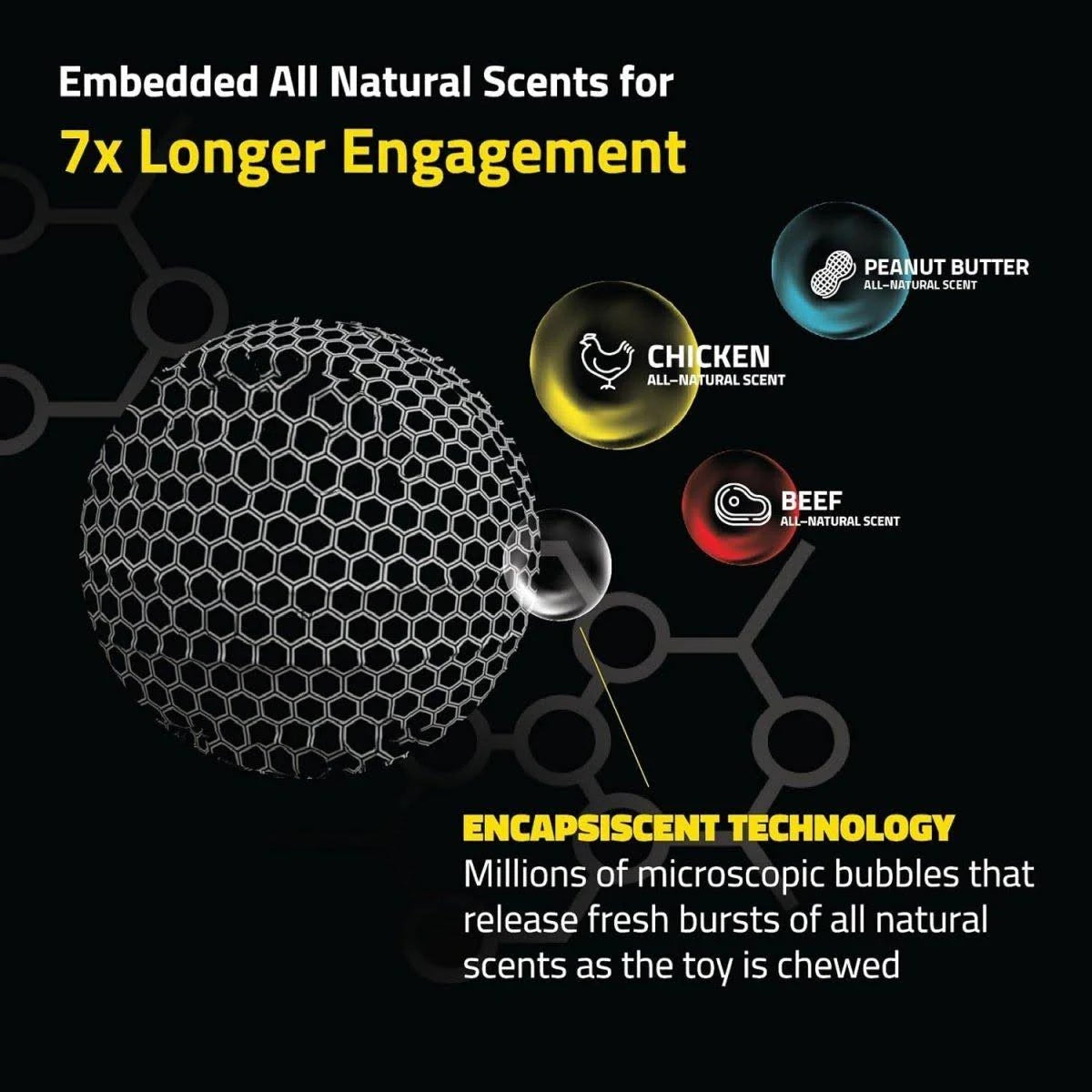 Playology Peanut Butter Squeaky Chew Ball Dog Toy Medium/Large