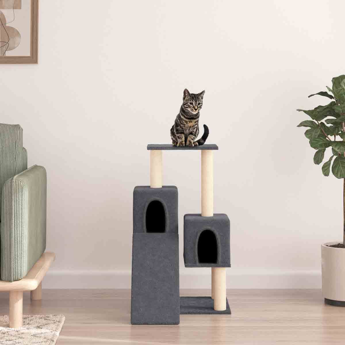 vidaXL Cat Tree with Sisal Scratching Posts Dark Grey 82cm