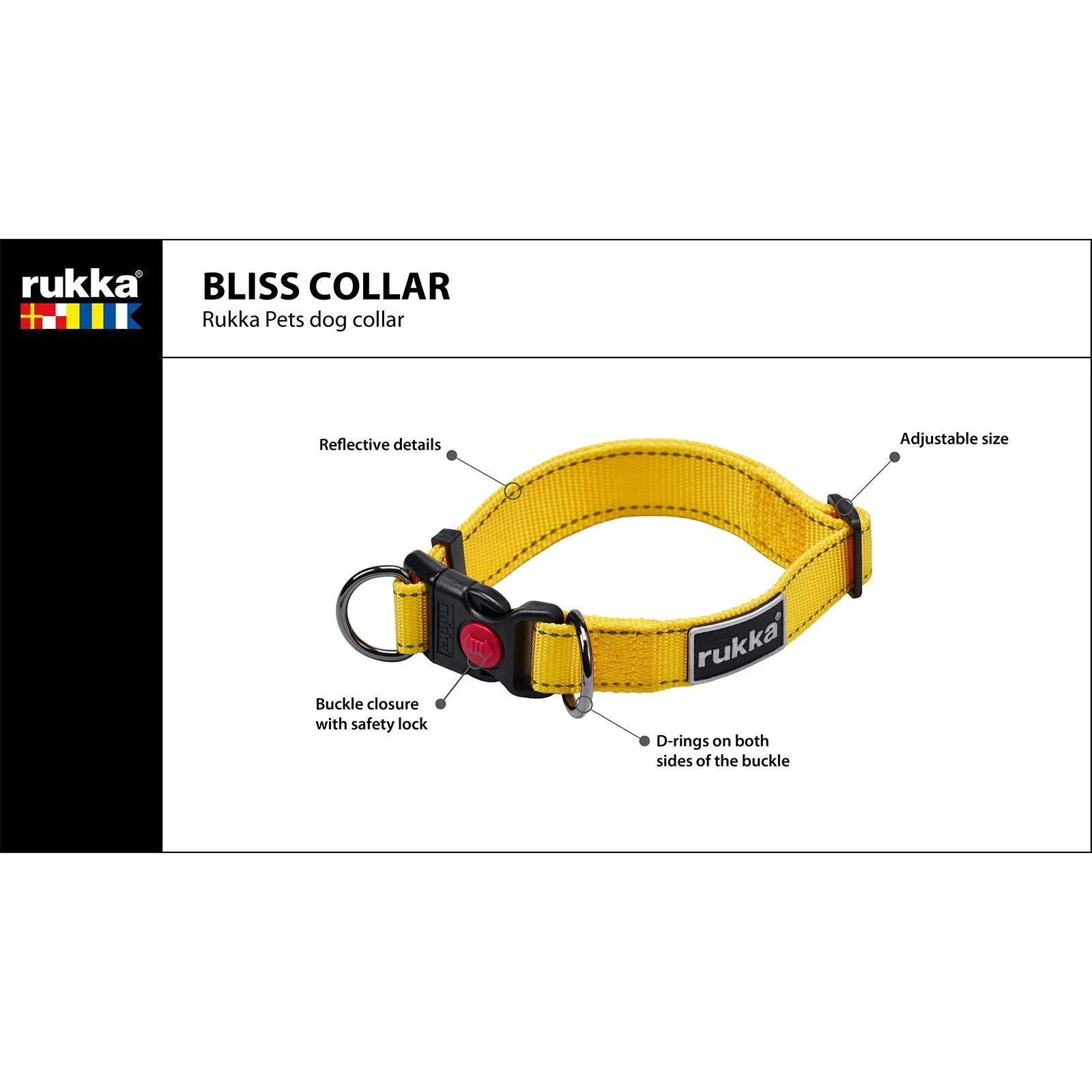 Rukka Pets Bliss Dog Collar (Black, S)