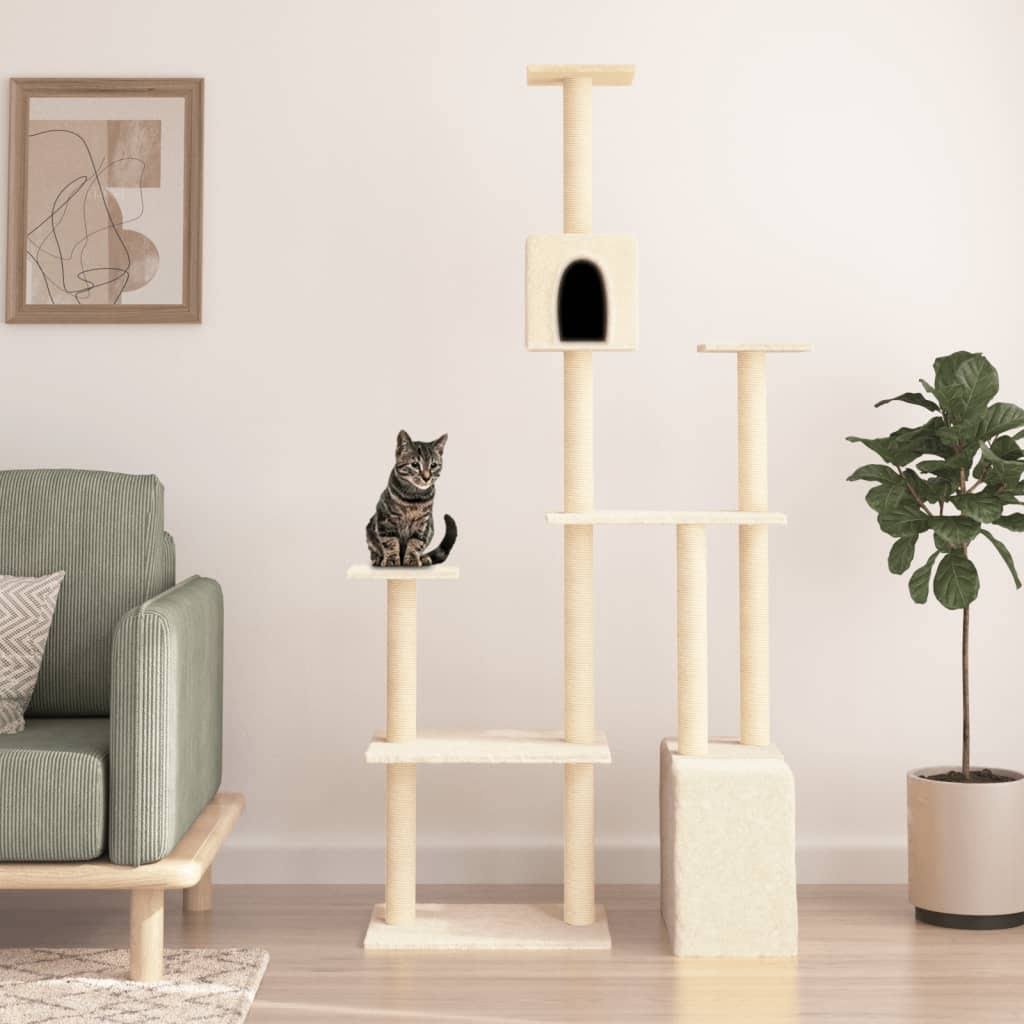 vidaXL Cat Tree with Sisal Scratching Posts Cream 180 cm