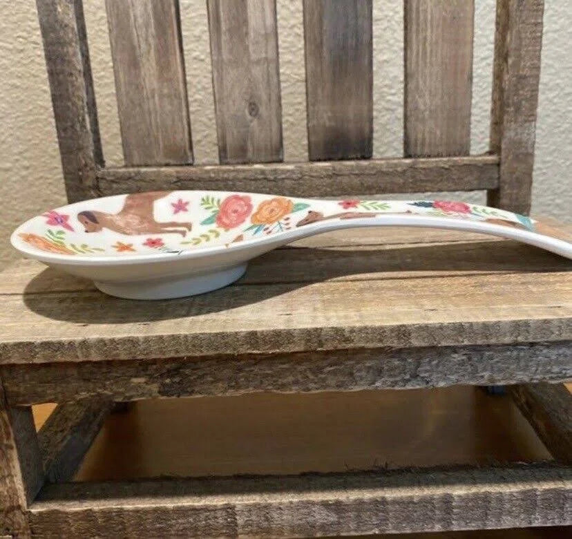 Dog Spoon Rest, Dog Wearing Scarfs Spoon Rest Dog Themed Melamine