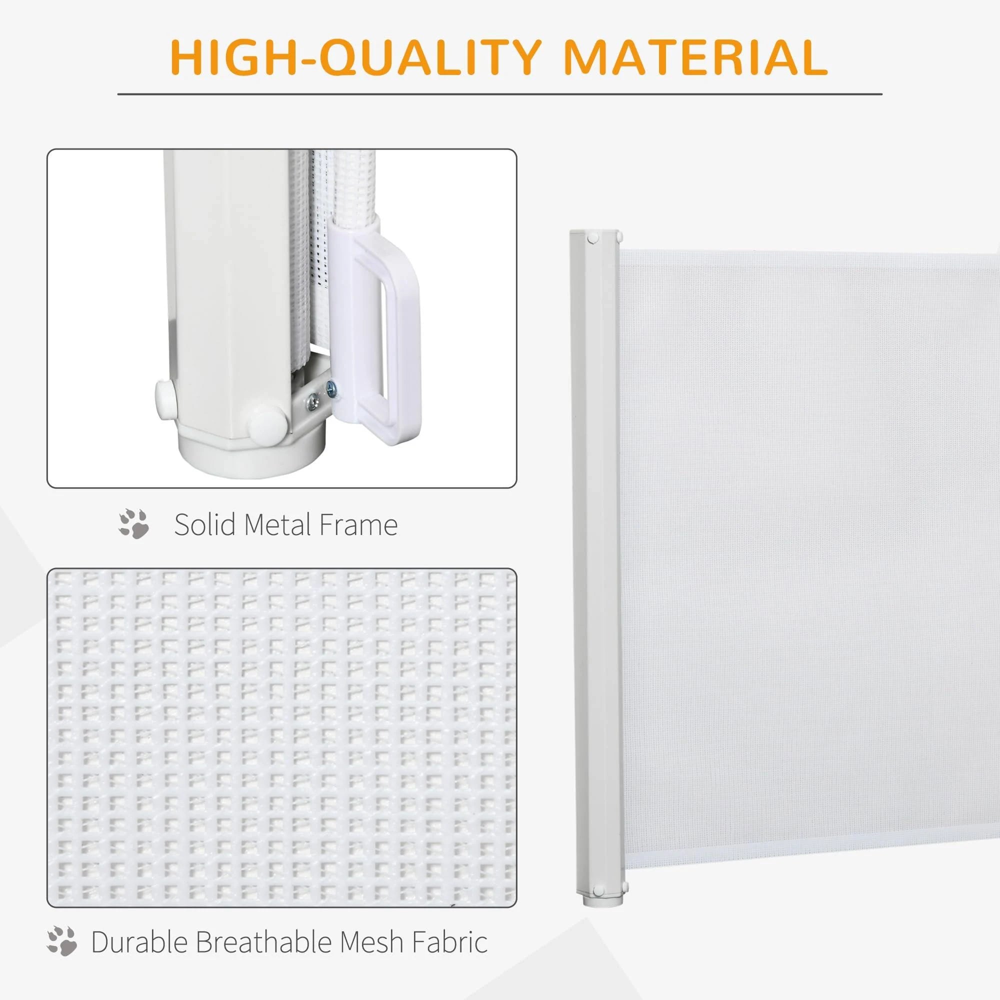 PawHut White Retractable Stair Pet Safety Gate