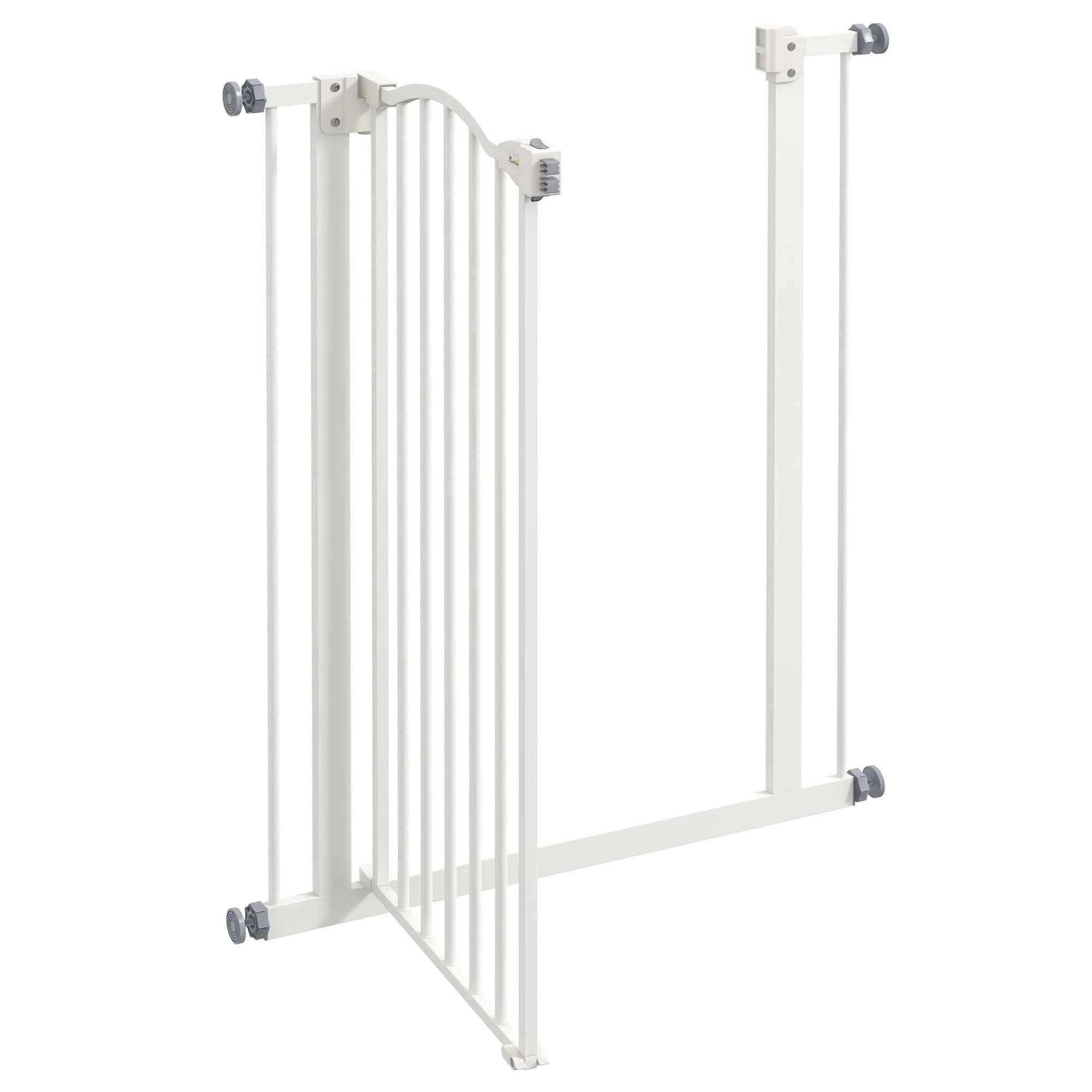 PawHut White 74-80cm Adjustable Metal Pet Safety Gate
