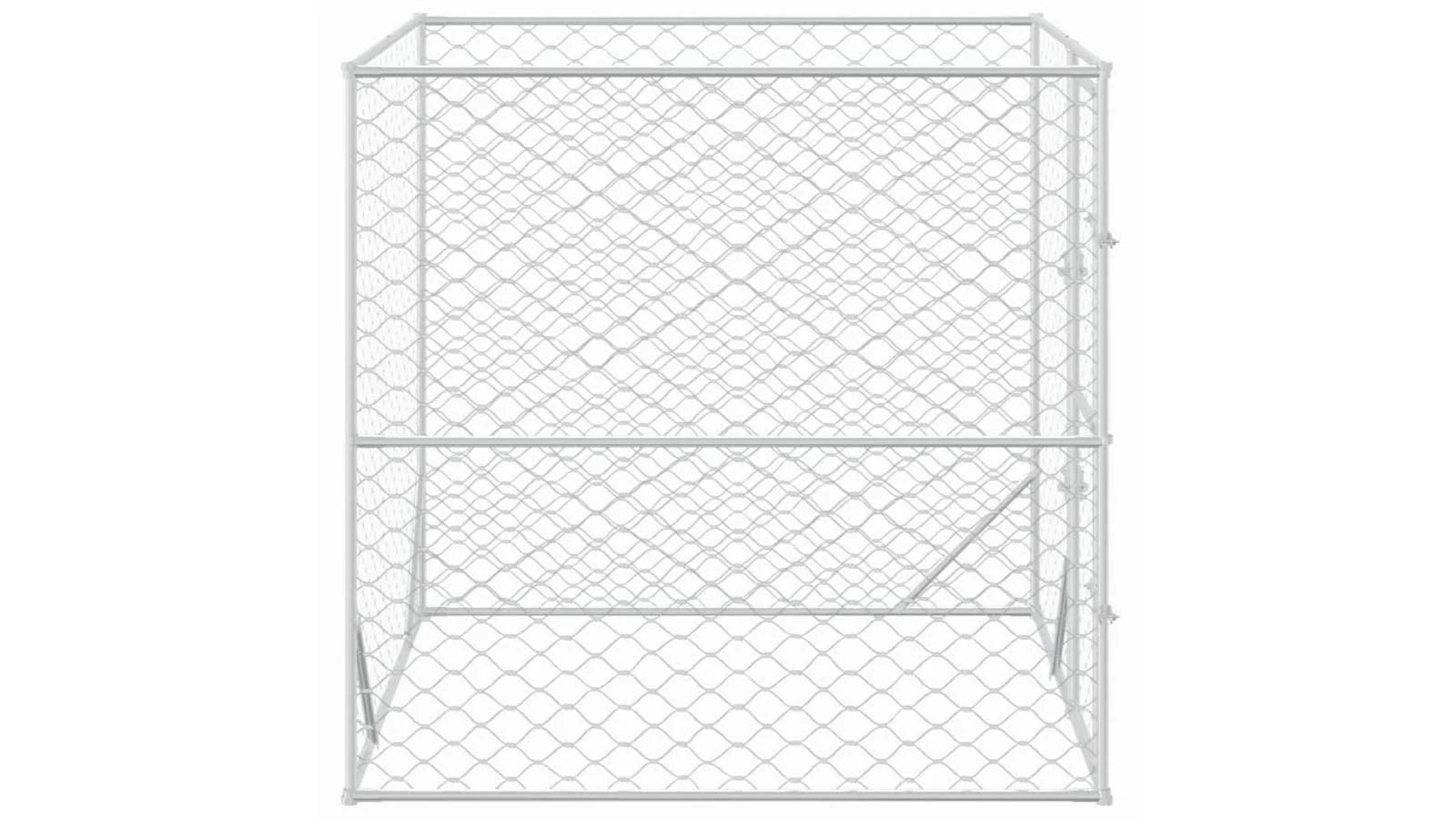 vidaXL Outdoor Dog Kennel Silver 2x2x2 M Galvanised Steel