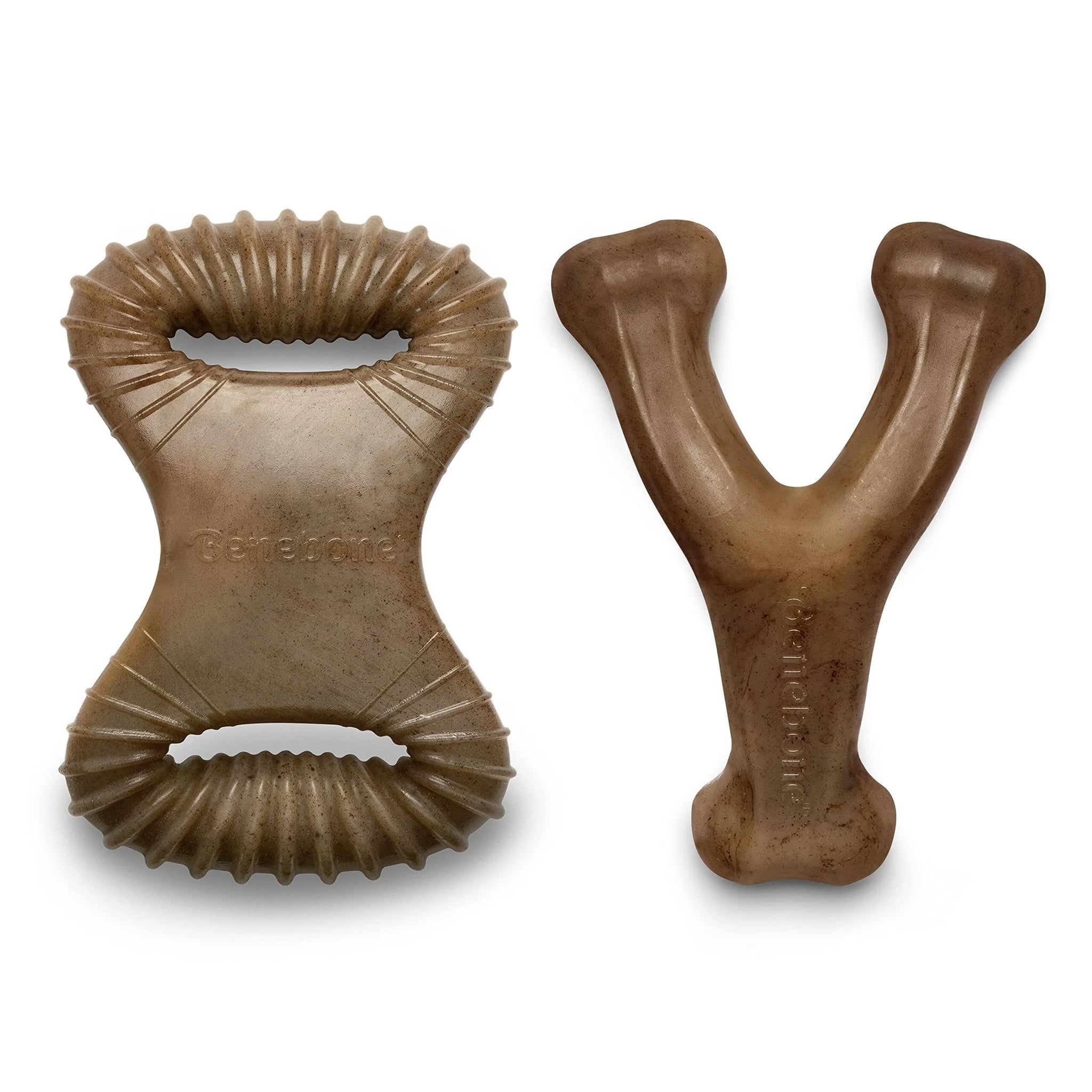 Benebone 2 Count Wishbone/Dental Durable Dog Chew Toys, Real Bacon, Made in USA ...