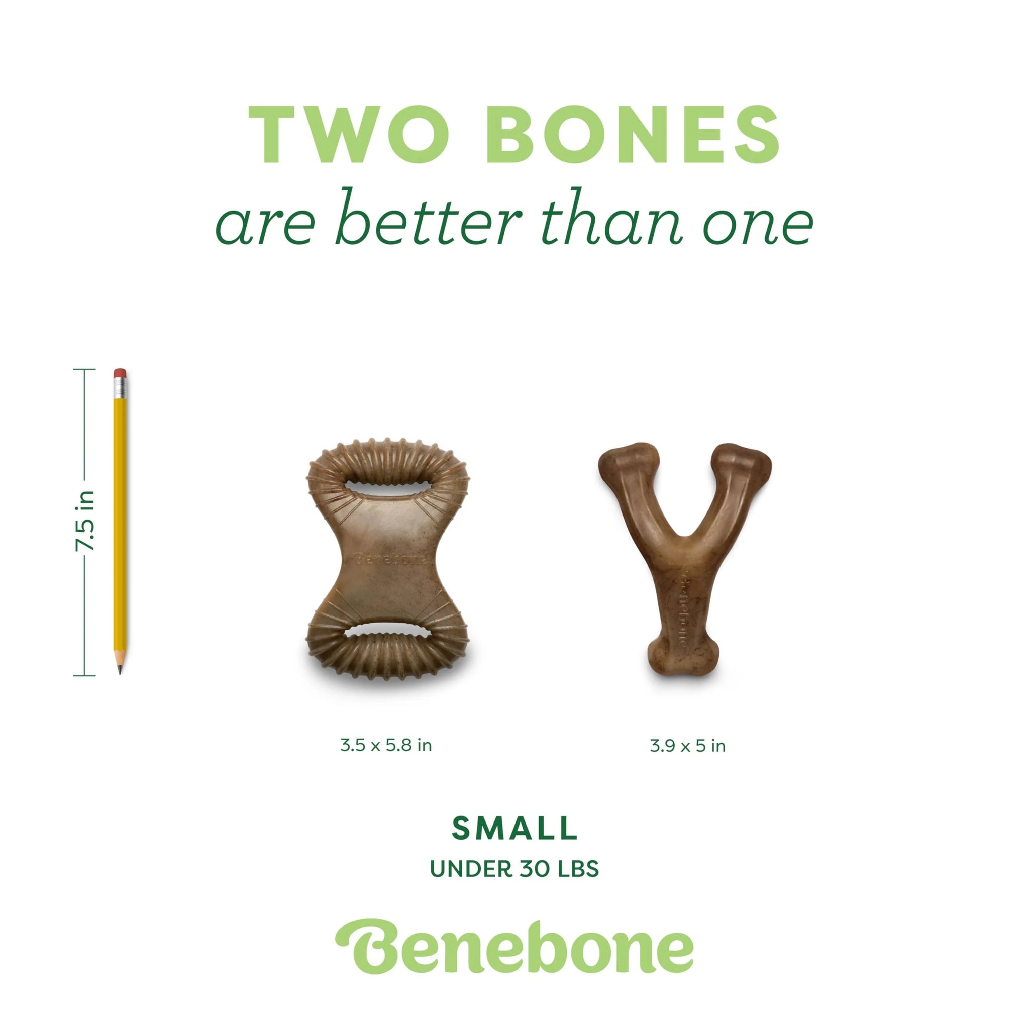Benebone 2 Count Wishbone/Dental Durable Dog Chew Toys, Real Bacon, Made in USA ...