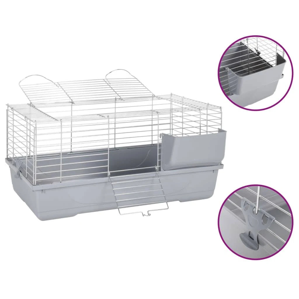 vidaXL - Small Animal Cage Grey 58x32x31 cm Polypropylene and Metal