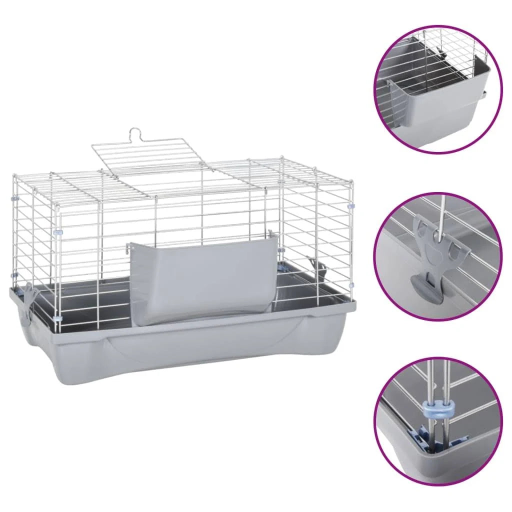 vidaXL - Small Animal Cage Grey 58x32x31 cm Polypropylene and Metal