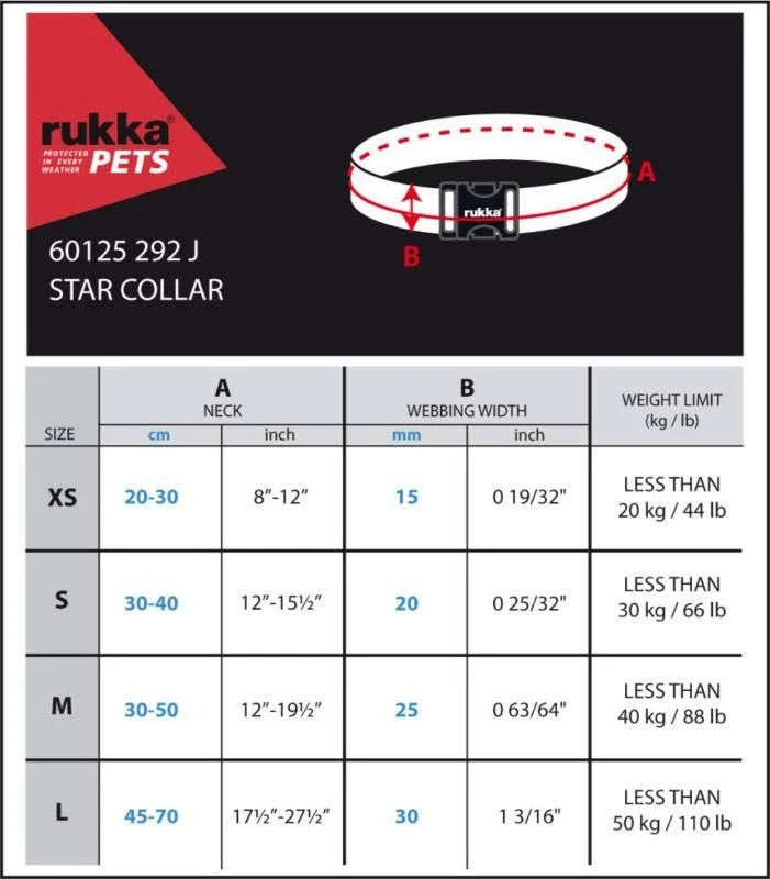 Rukka Pets Star Dog Collar (Black, L)
