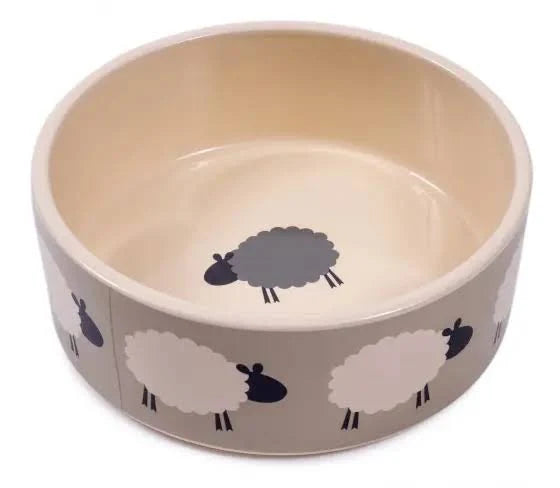 Petface Bone Ceramic Dog Bowl 20cm - Cream/Navy