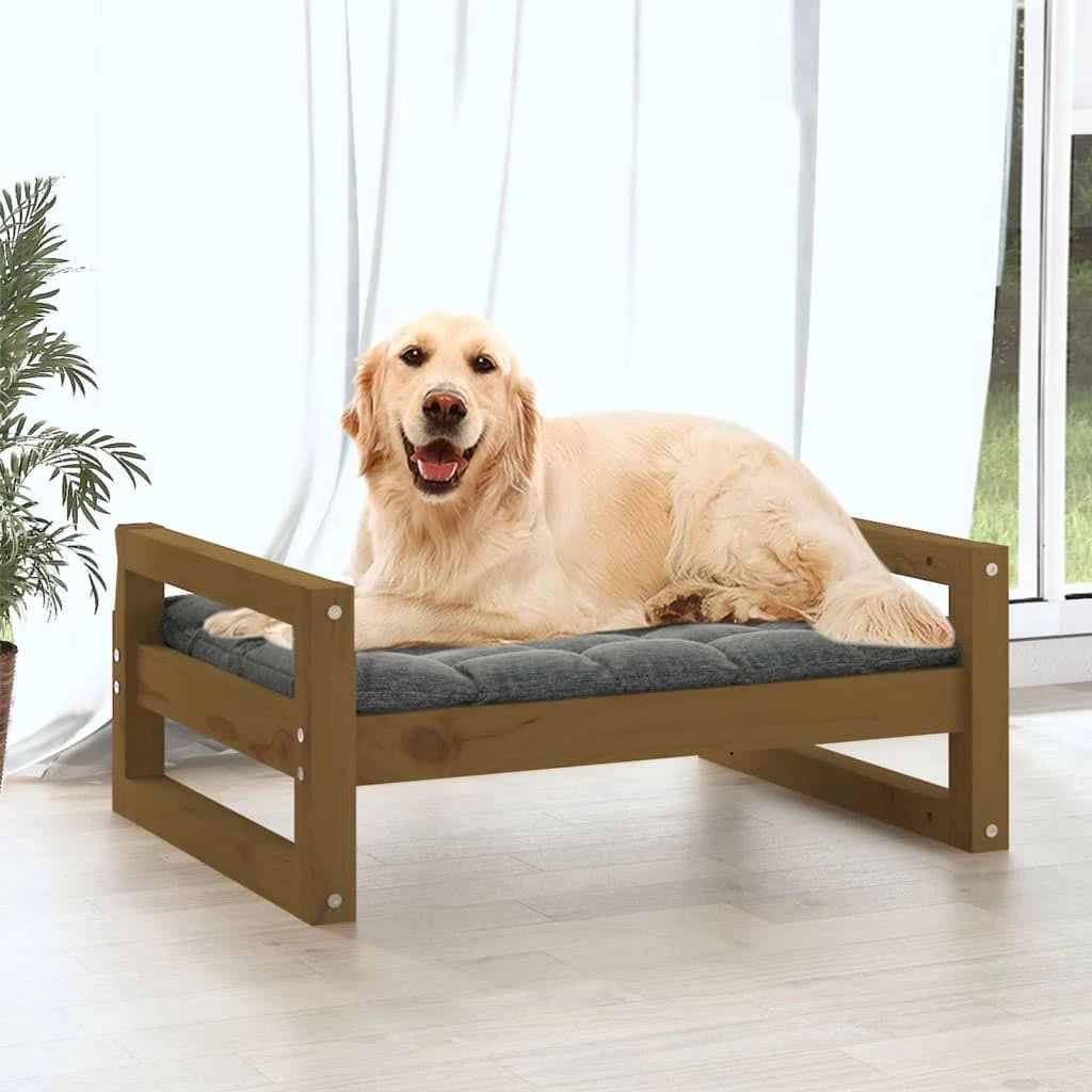 vidaXL Dog Bed Honey Brown 105.5x75.5x28 cm Solid Pine Wood