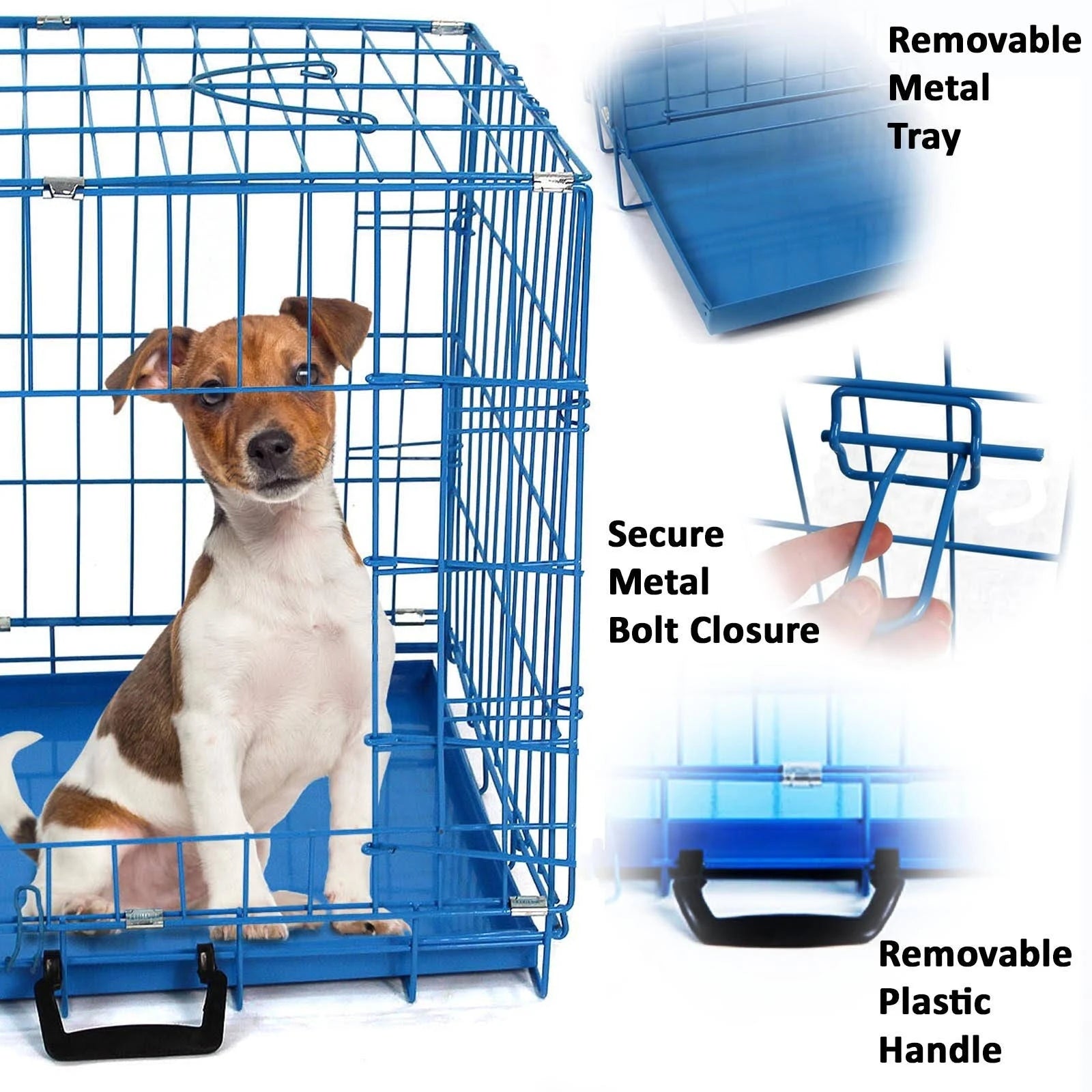 Foldable Metal Dog Cage Blue/Pink