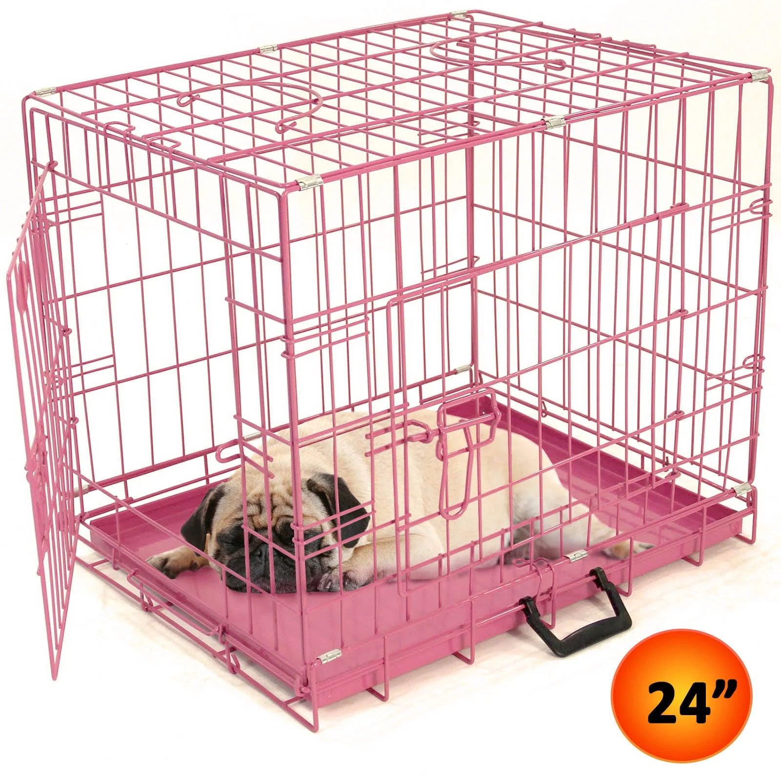 Foldable Metal Dog Cage Blue/Pink