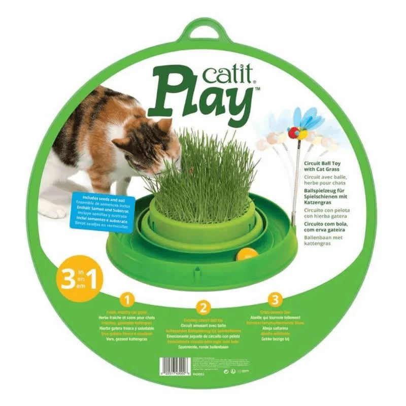 Catit Play Circuit Ball Cat Toy with Grass