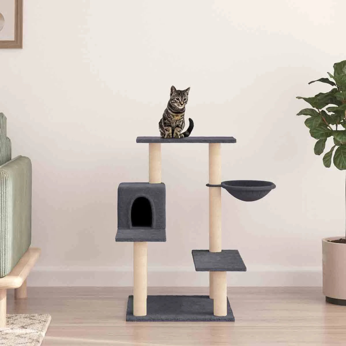 vidaXL Cat Tree with Sisal Scratching Posts Dark Grey 82.5 cm