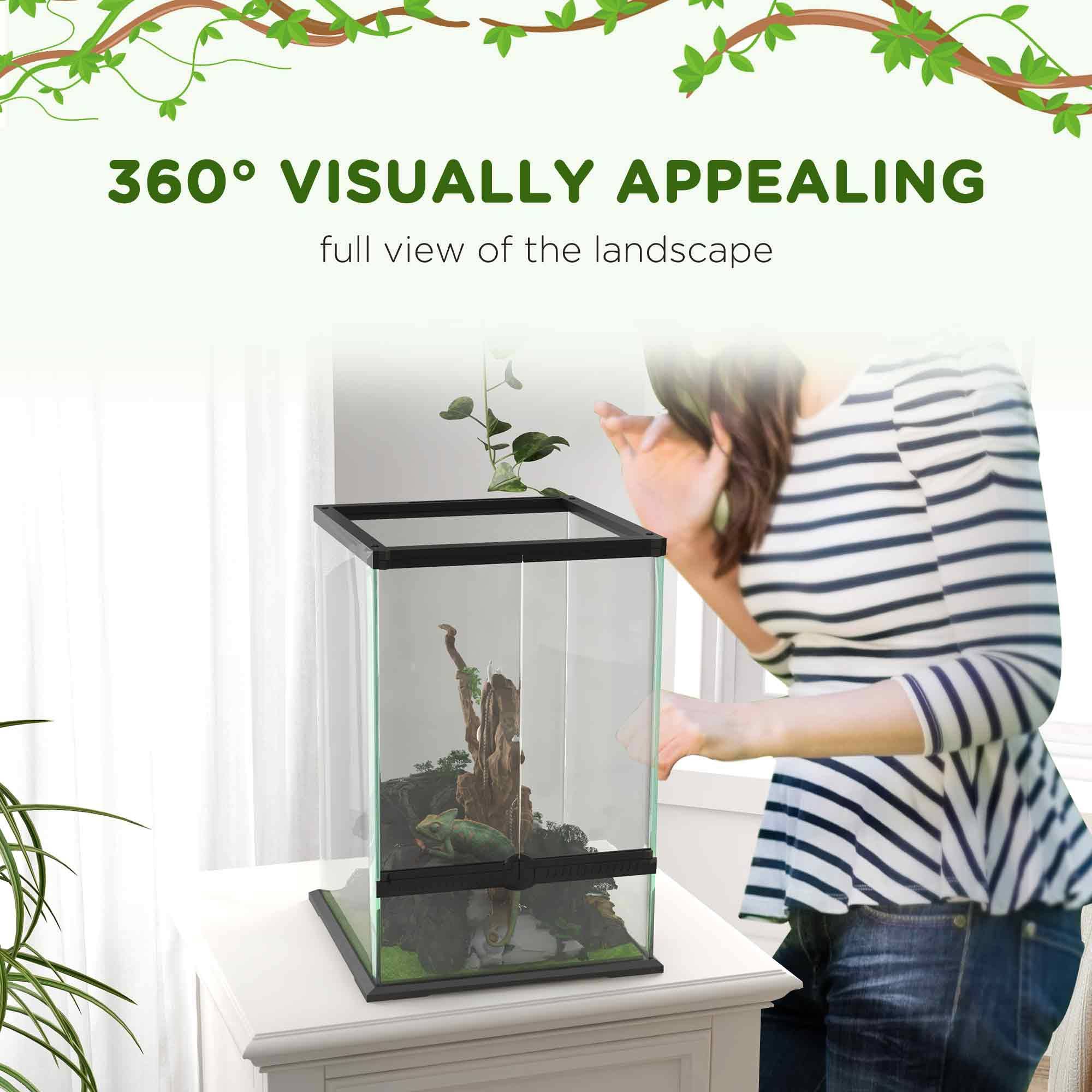 PawHut Glass Reptile Terrarium, 40L Vivarium