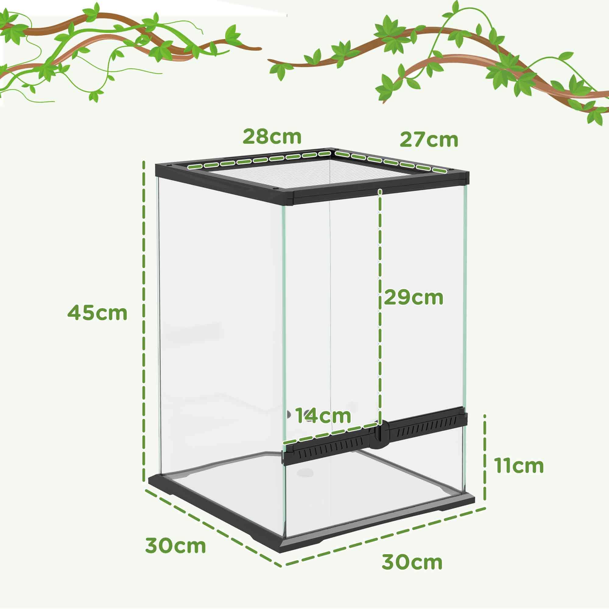PawHut Glass Reptile Terrarium, 40L Vivarium