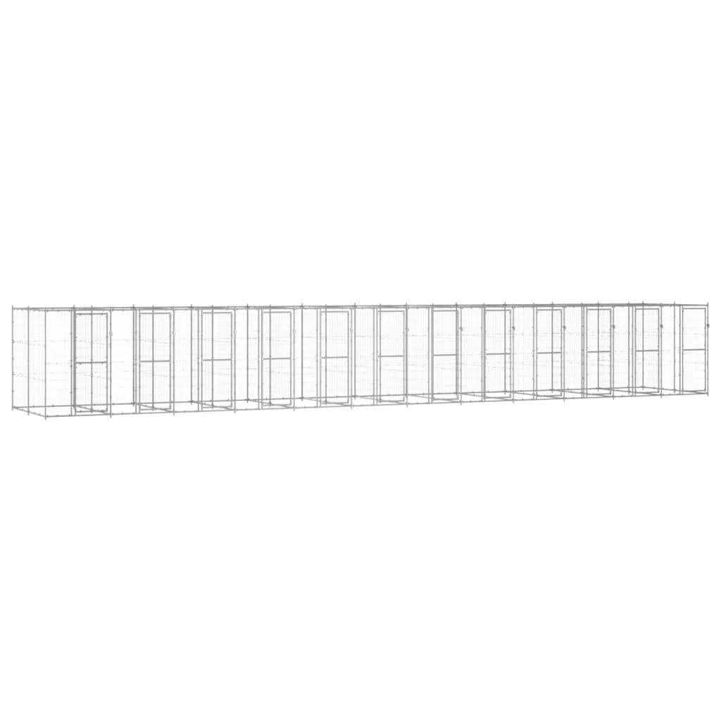 vidaXL Outdoor Dog Kennel Steel 14.52 m²