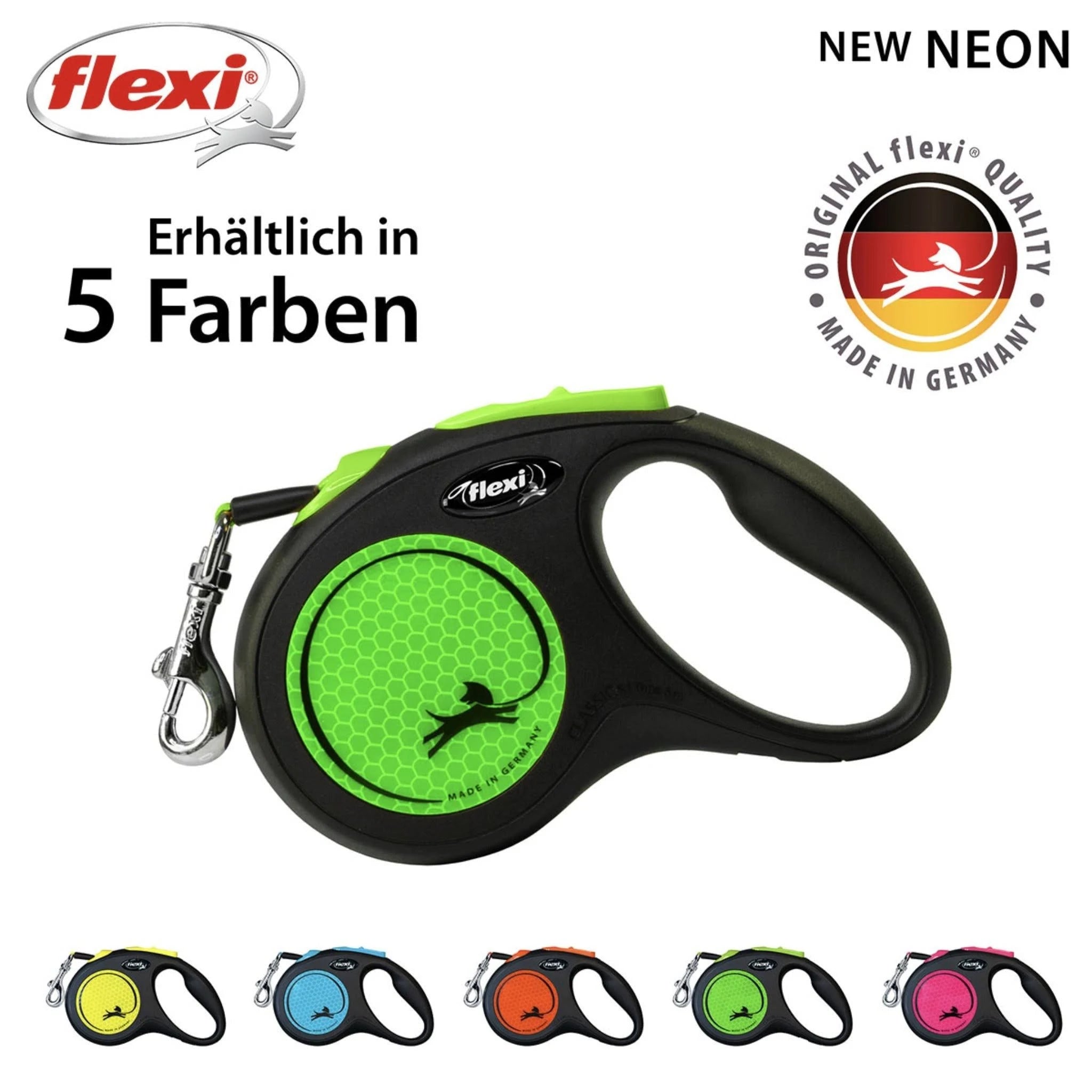 Flexi New Neon Small Tape Lead - Yellow / 5M