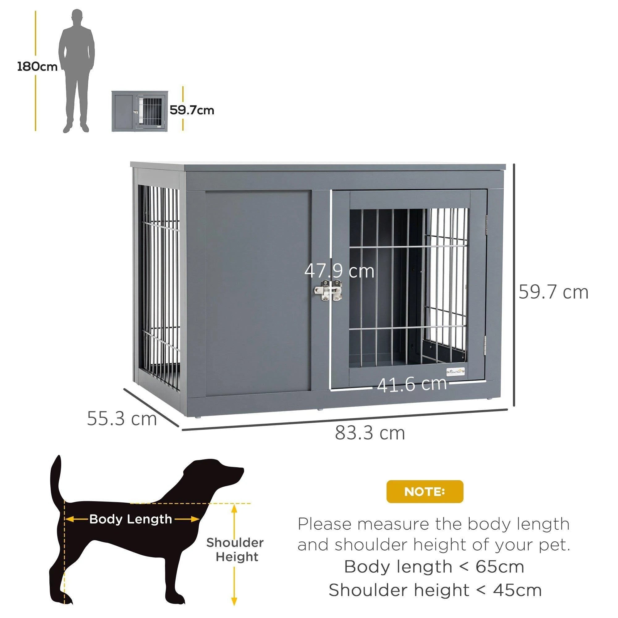 PawHut Furniture-Style Dog Crate W/ Two Lockable Doors- For Small and Medium Dogs