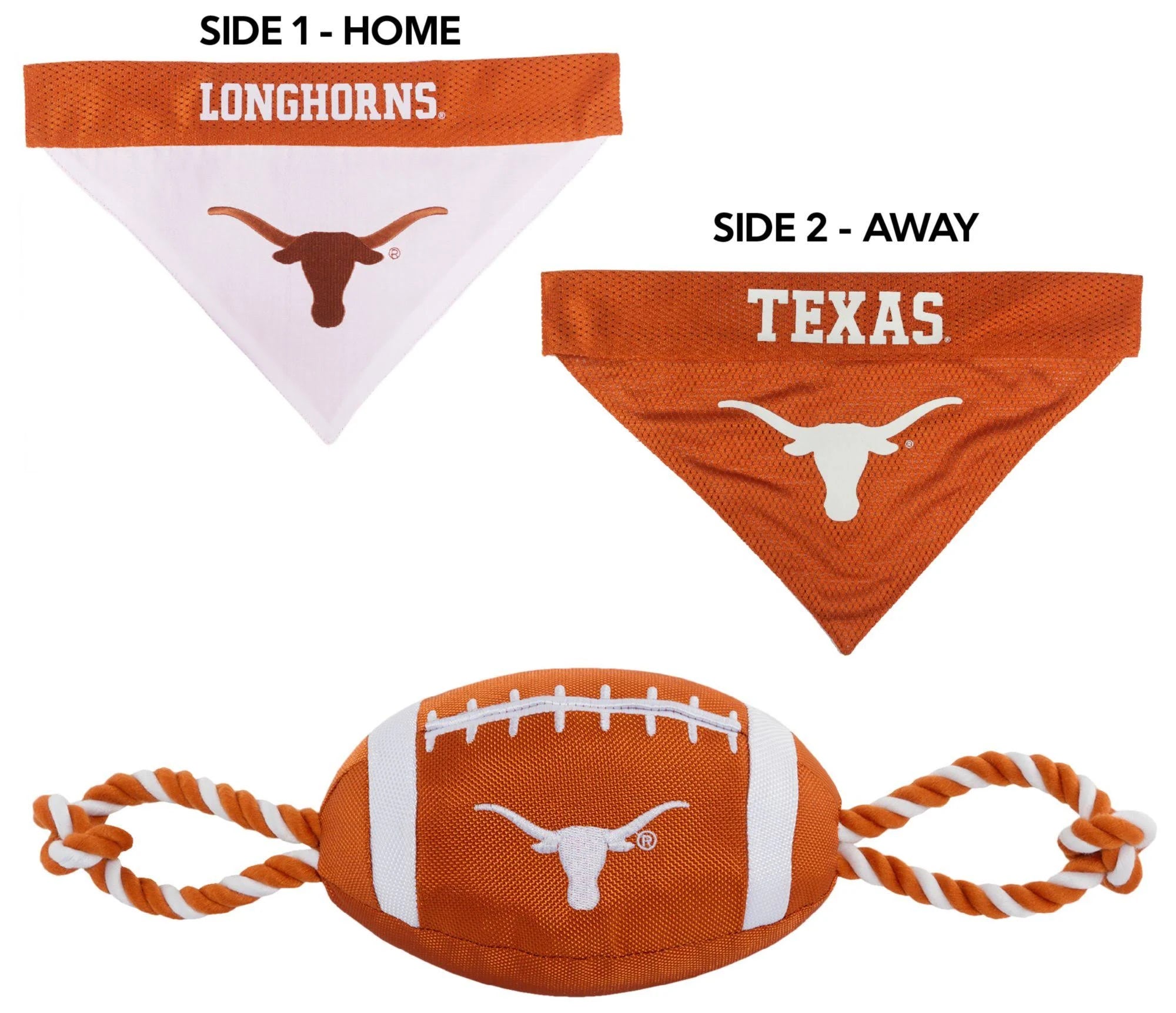 Pets First Collegiate Pet Accessories, Reversible Bandana, Texas Longhorns, Small ...